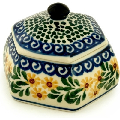 Polish Pottery Jar with Lid 4&quot; Summer Day