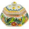 Polish Pottery Jar with Lid 4&quot; Sunset Meadow UNIKAT