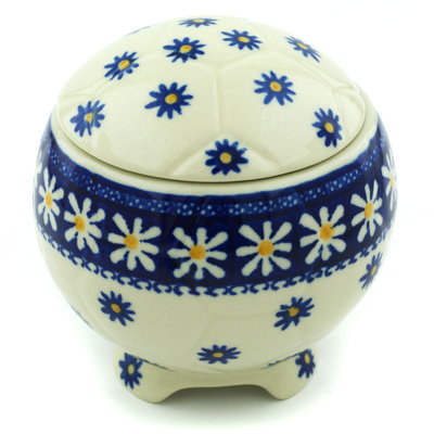 Polish Pottery Jar with Lid 4&quot; Sweet Daisy