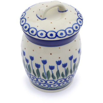 Polish Pottery Jar with Lid 4&quot; Water Tulip
