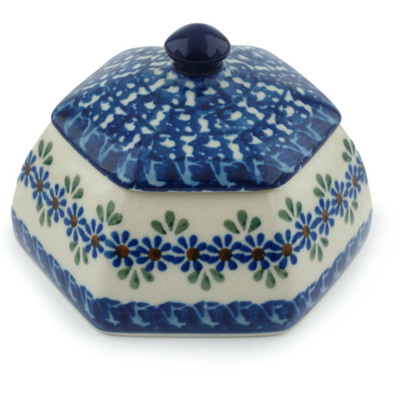 Polish Pottery Jar with Lid 4&quot; Wildflower Garland