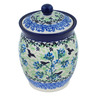 Polish Pottery Jar with Lid 5&quot; Black Bird Fly UNIKAT