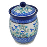 Polish Pottery Jar with Lid 5&quot; Blue Bird Flying UNIKAT