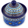 Polish Pottery Jar with Lid 5&quot; Cobalt Poppies UNIKAT