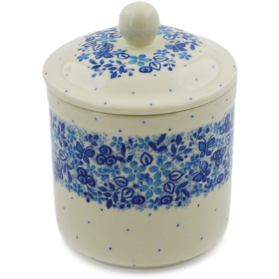 Polish Pottery Jar with Lid 5&quot; Delicate Blue UNIKAT