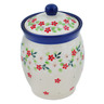 Polish Pottery Jar with Lid 5&quot; Festive Misteltoe UNIKAT