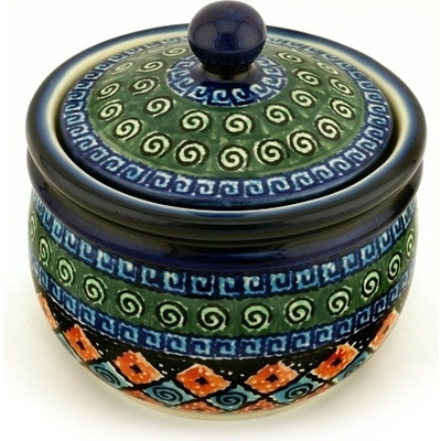 Polish Pottery Jar with Lid 5&quot; Harlequin UNIKAT