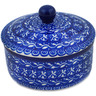 Polish Pottery Jar with Lid 5&quot; Ocean Waves