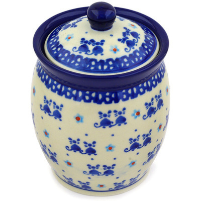 Polish Pottery Jar with Lid 5&quot; Two Blind Mice