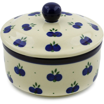 Polish Pottery Jar with Lid 5&quot; Wild Blueberry