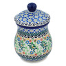 Polish Pottery Jar with Lid 6&quot; Black Heart Garden UNIKAT