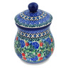 Polish Pottery Jar with Lid 6&quot; Blue Bonnets UNIKAT