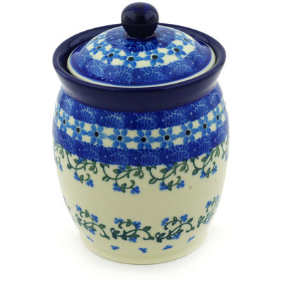 Polish Pottery Jar with Lid 6&quot; Dancing Vines