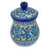 Polish Pottery Jar with Lid 6&quot; Floral Blue Dreams UNIKAT