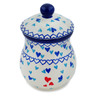 Polish Pottery Jar with Lid 6&quot; Hearts Of Love