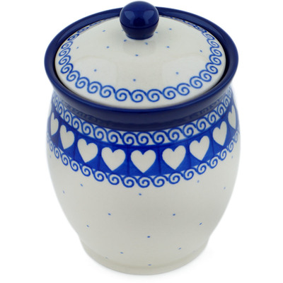 Polish Pottery Jar with Lid 6&quot; Light Hearted