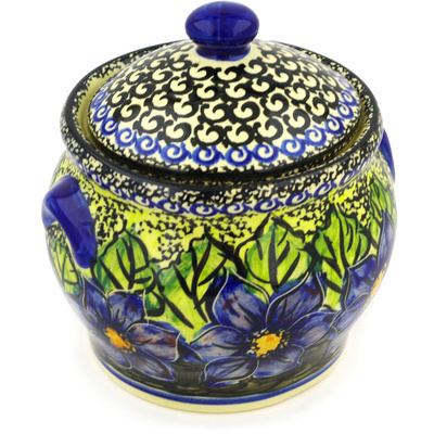 Polish Pottery Jar with Lid 6&quot; Midnight Glow UNIKAT