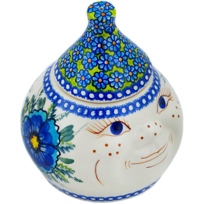 Polish Pottery Jar with Lid 6&quot; Orchid Crown UNIKAT