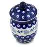 Polish Pottery Jar with Lid 6&quot; Peacock Forget-me-not