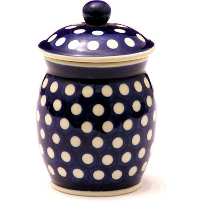 Polish Pottery Jar with Lid 6&quot; Polka Dot