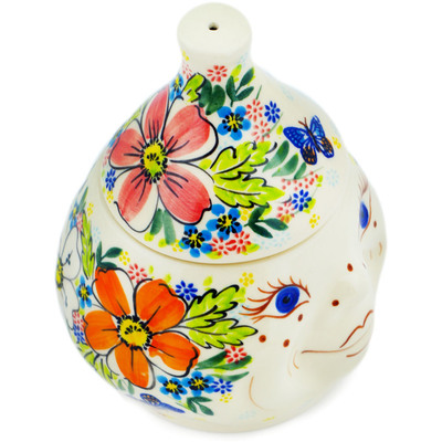 Polish Pottery Jar with Lid 6&quot; Retro Garden UNIKAT