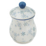 Polish Pottery Jar with Lid 6&quot; Silver Snow Fall UNIKAT