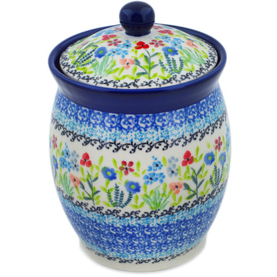 Polish Pottery Jar with Lid 6&quot; Spring Essence UNIKAT