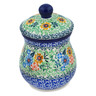 Polish Pottery Jar with Lid 6&quot; Spring Wreath UNIKAT