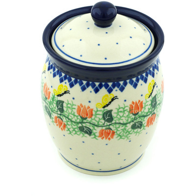 Polish Pottery Jar with Lid 6&quot; Vine Of Love