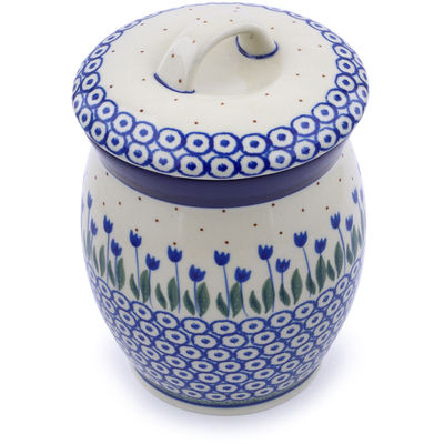 Polish Pottery Jar with Lid 6&quot; Water Tulip