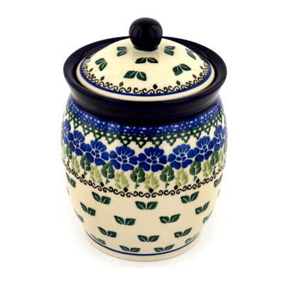 Polish Pottery Jar with Lid 6&quot; Wondering Leaves