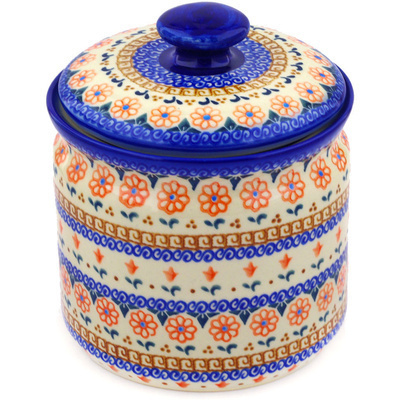 Polish Pottery Jar with Lid 7&quot; Amarillo