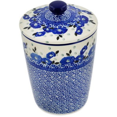 Polish Pottery Jar with Lid 7&quot; Eternal Winter