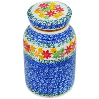 Polish Pottery Jar with Lid 7&quot; Fall Vibes