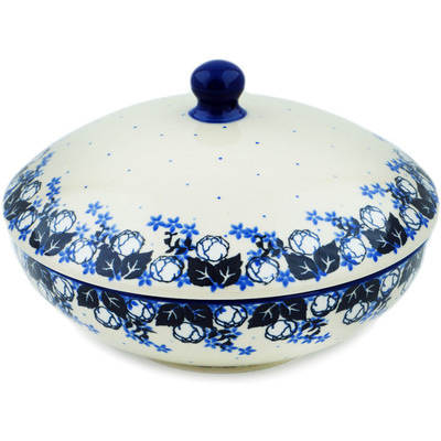Polish Pottery Jar with Lid 7&quot; Flowers At Dusk