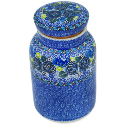 Polish Pottery Jar with Lid 7&quot; Garden At Midnight UNIKAT