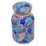 Polish Pottery Jar with Lid 7&quot; Jewel Toned Meadow UNIKAT