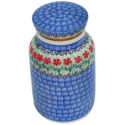 Polish Pottery Jar with Lid 7&quot; Maraschino