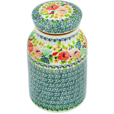 Polish Pottery Jar with Lid 7&quot; Morning Divine UNIKAT