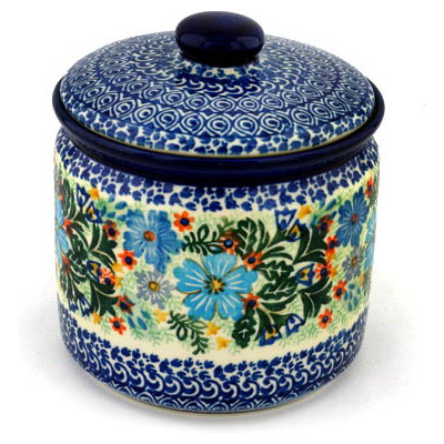 Polish Pottery Jar with Lid 7&quot; Spring Essence UNIKAT