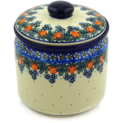 Polish Pottery Jar with Lid 7&quot; Strawberry Fever