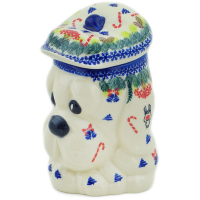 Polish Pottery Jar with Lid 7&quot; Winter Sights UNIKAT