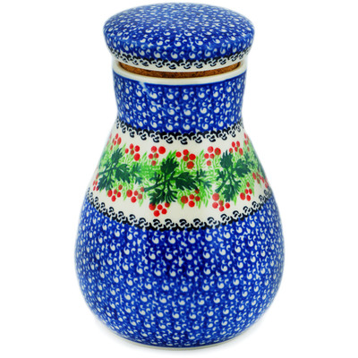 Polish Pottery Jar with Lid 8&quot; Blooming Rowan