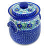 Polish Pottery Jar with Lid 8&quot; Blue Floral Day UNIKAT