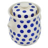 Polish Pottery Jar with Lid 8&quot; Blue Polka Dot Beauty