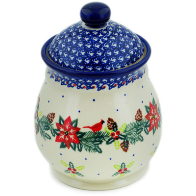 Polish Pottery Jar with Lid 8&quot; Cardinal&#039;s Home UNIKAT