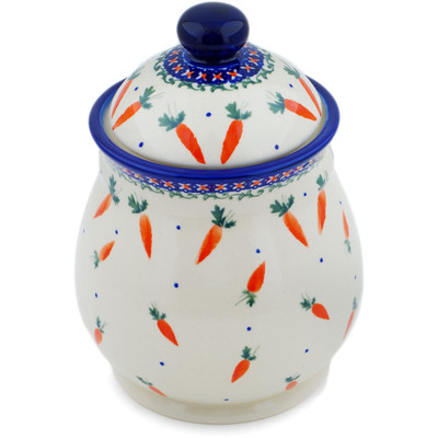 Polish Pottery Jar with Lid 8&quot; Carrot Delight