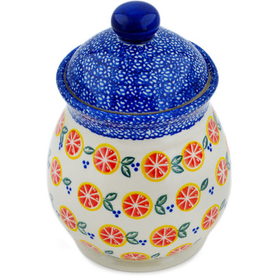 Polish Pottery Jar with Lid 8&quot; Citrus Craze