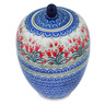 Polish Pottery Jar with Lid 8&quot; Crimson Bells