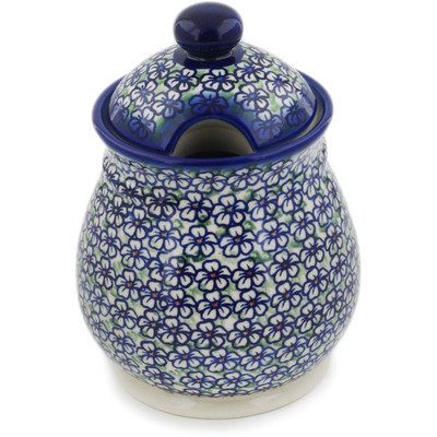 Polish Pottery Jar with Lid 8&quot; Flower Bouquet